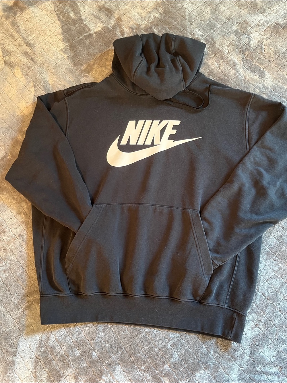 Nike Black Pullover Hoodie with White Swoosh men’s size L - Picture 1 of 4